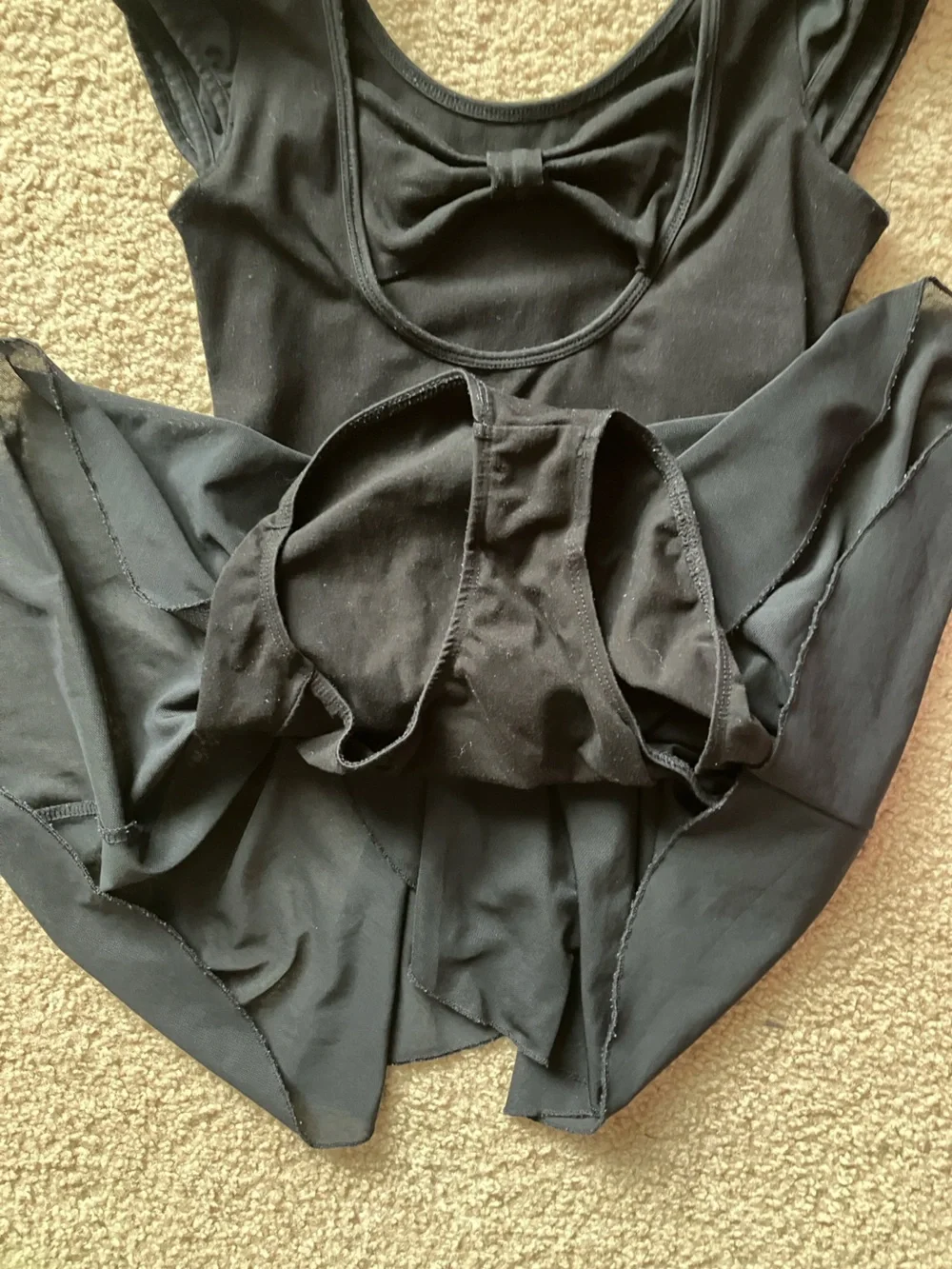 Girls' Black Ruffle Sleeve Dance Leotard